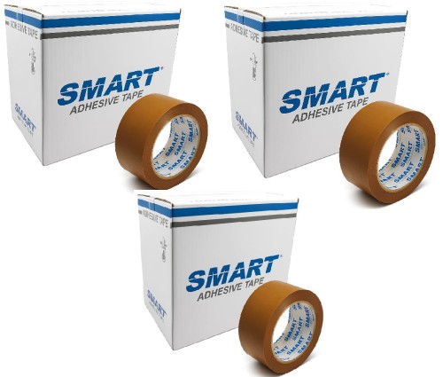 Taśma pakowa solvent / kauczuk 48/150 y 48/132 m brązowa karton 108 sztuk SMART